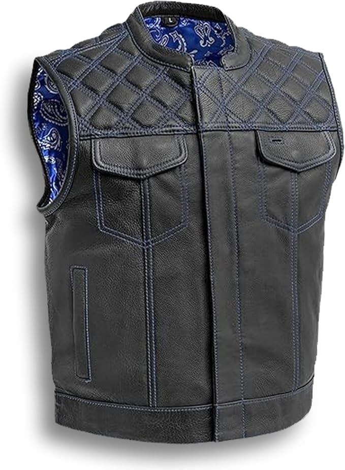 Men's Motorcycle Riding Leather Vest - Vintage Cafe Racer Hunt Club Biker Vest