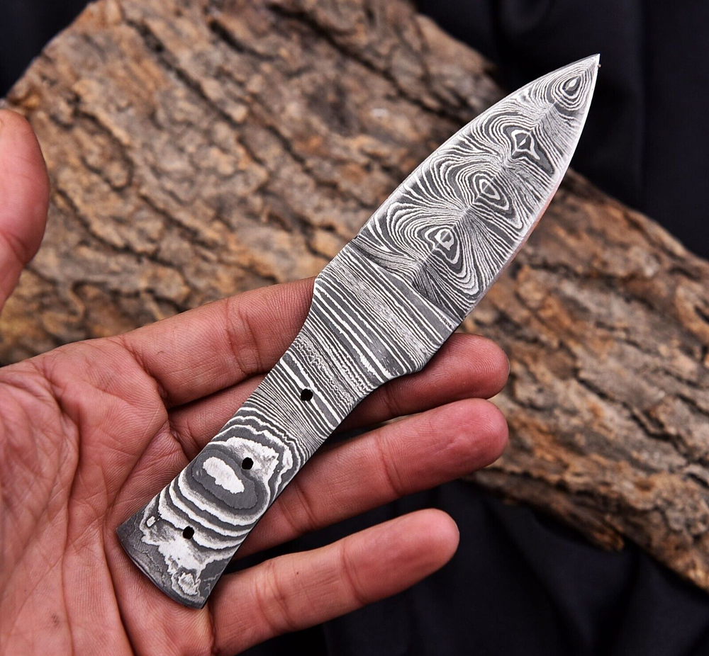 CUSTOM MADE HAND FORGED DAMASCUS STEEL BLANK BLADE THROWING BOOT KNIFE 2915