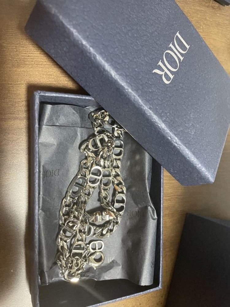 Christian Dior Gold-Tone Chain Necklace with Embellished Pendant