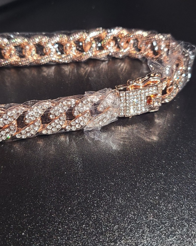 18k Rose Gold Cuban Chain Iced Out FLASH SALE!-image