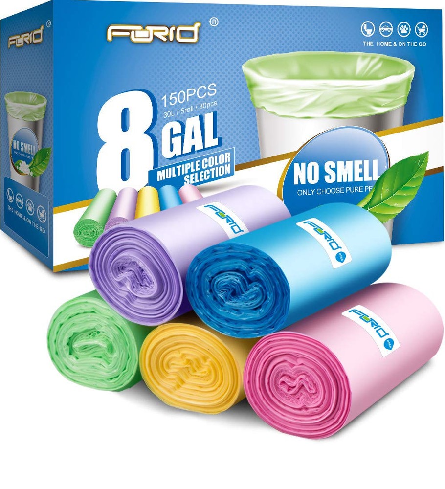 8 Gallon Trash Bags Colored - Extra Thick Medium Garbage Bags Unscented, Stro...