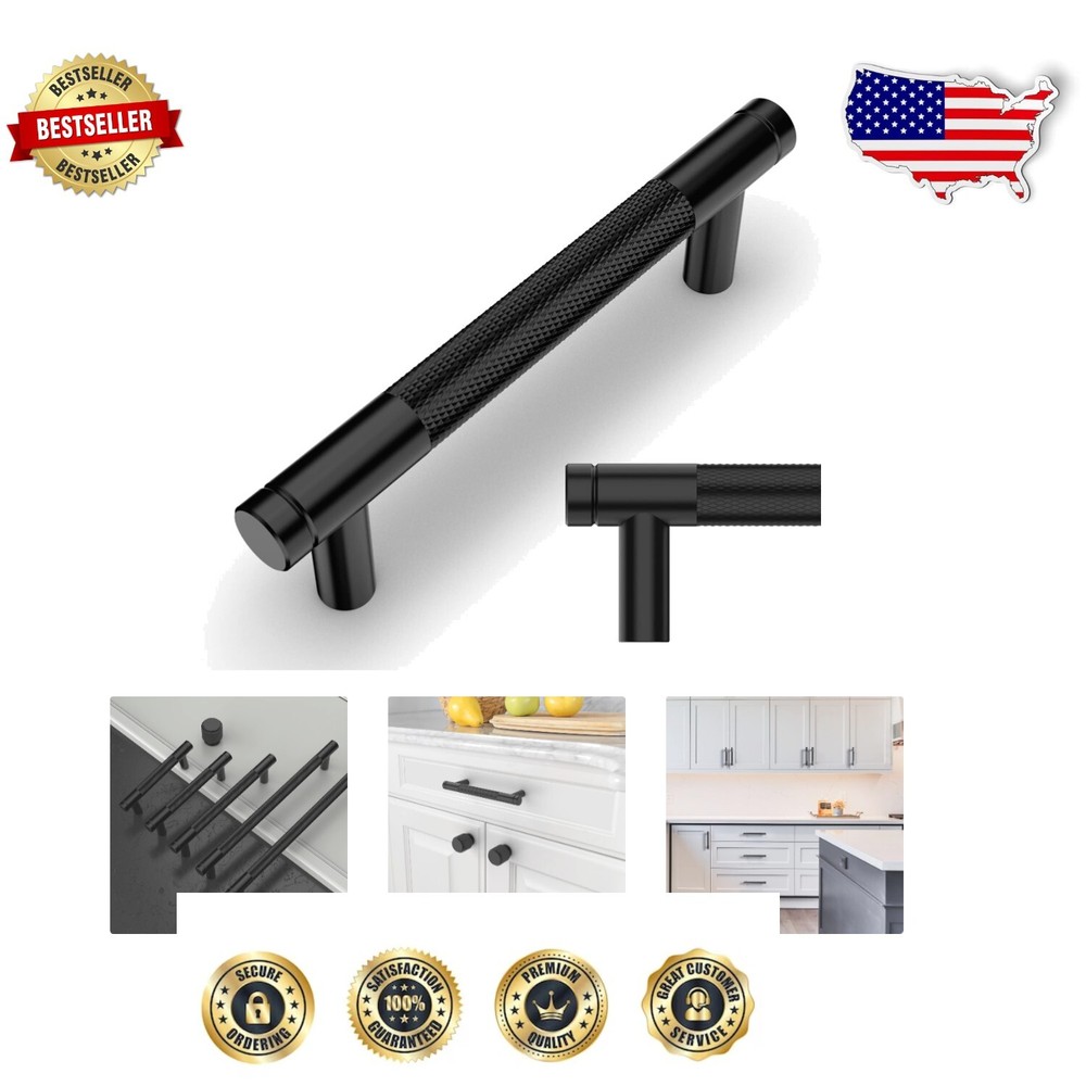 Durable Matte Black Zinc Cabinet Pulls - 10 Pack for Drawer and Wardrobe Upgrade