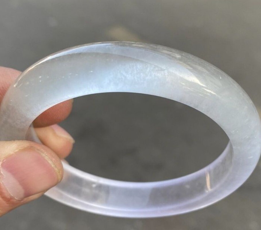 Certified 55-66mm Natural Icy through white Jade Bracelet Jade Bangle