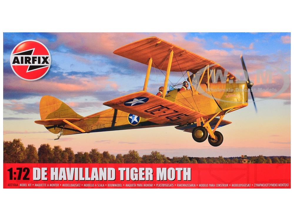 1/72 Scale Airfix De Havilland Tiger Moth Aircraft Model Kit A02106
