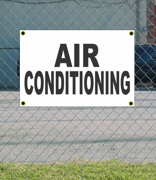 2x3 Premium Black & White Air Conditioning Banner Sign - Brand New, Durable, and Eye-Catching Design!