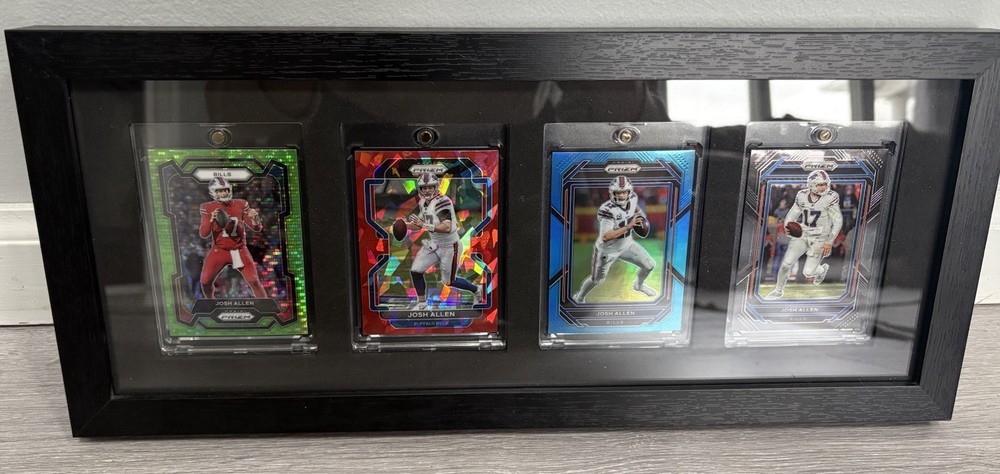 Josh Allen 4 Card Prizm Football Colored Parallel Card Lot Framed 17x7 Bills 💎