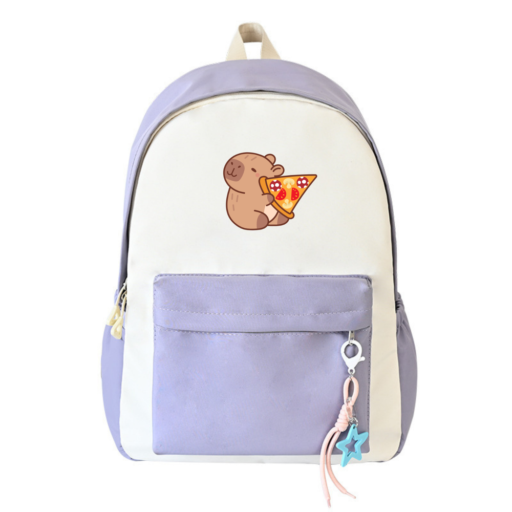 Back to School Pizza Capybara Backpack Students Book Bag Custom Backpack for Kid-image