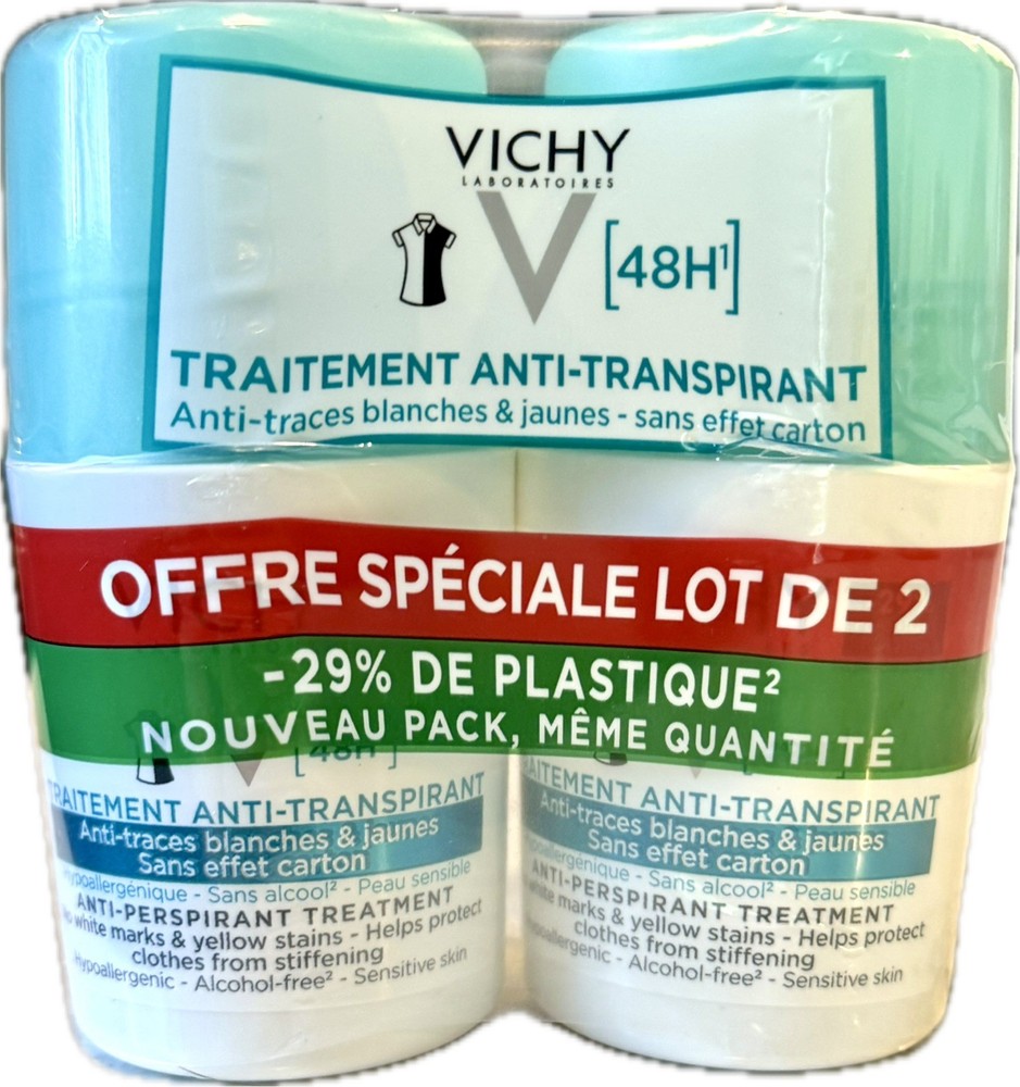Vichy 48H Roll-On Antiperspirant Sensitive Skin Lot of 2 (2x50ml) New Sealed