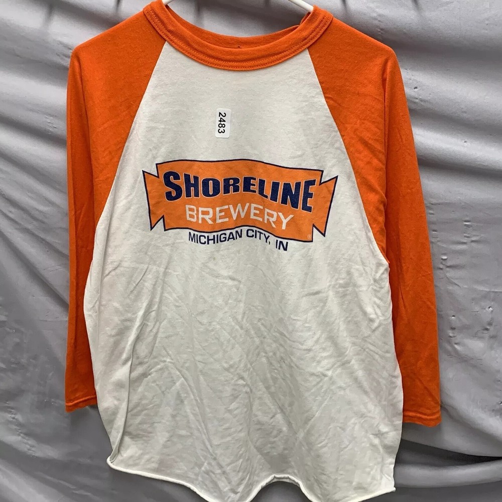 Shoreline Brewery Shirt Adult Extra Large Orange Short Sleeve 80s Pullover Men’s