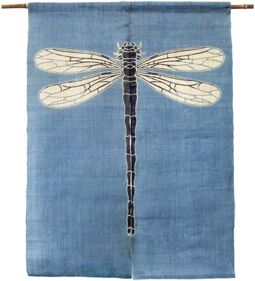 Japanese Noren Door Curtain Handmade Dragonfly Light Indigo 90x120cm NEW
