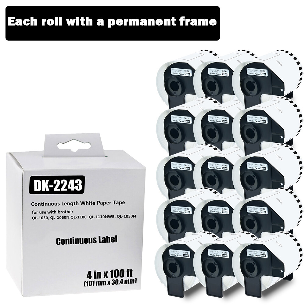 Brother QL-1110NWB 1100 Compatible DK-2243 4x100ft Continuous Shipping Labels 15 Rolls