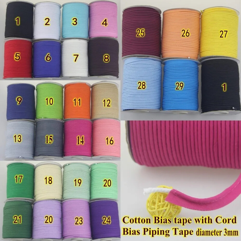 12mm Cotton Bias Piping Tape with Cord for Sewing and Edge Trim