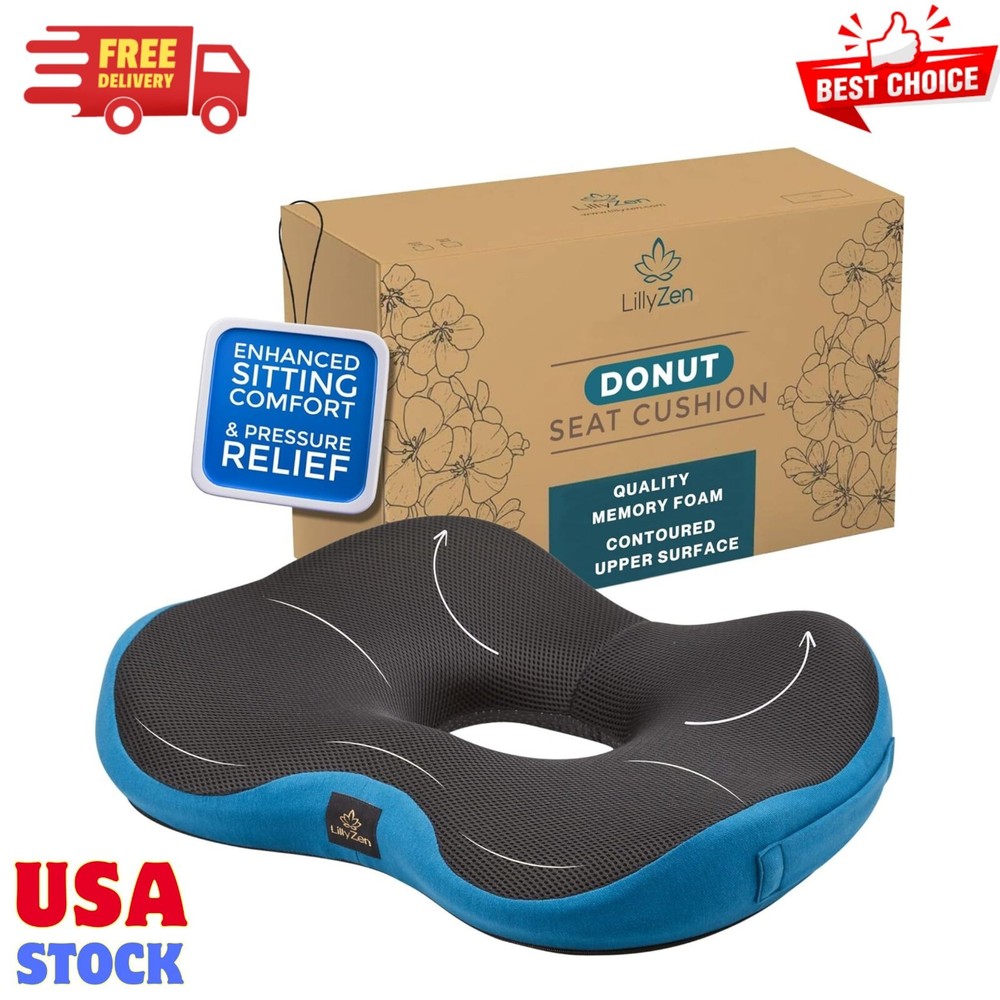 Donut Pillow for Tailbone Pain Relief Memory Foam Cushion Orthopedic Seat