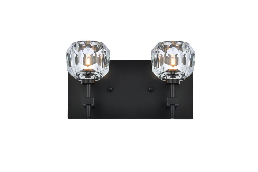 Elegant Black Graham 2-Light 6-Inch Tall Wall Sconce 3509W11