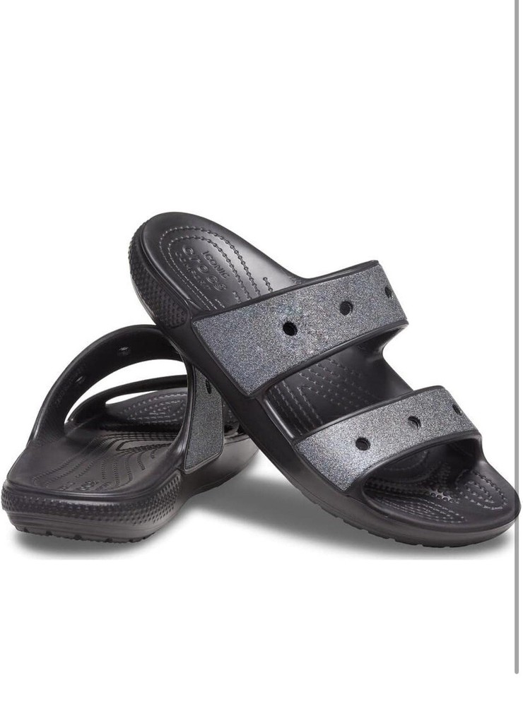 Crocs Classic Glitter Slide Sandals  Men’s 12 Black Casual Slipper