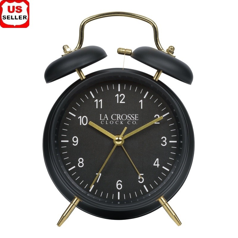 Vintage Twin Bell Alarm Clock with Loud Analog Quartz Movement and Durable Metal Case