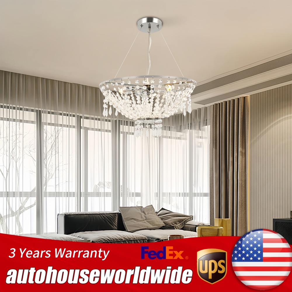Luxury Foyer Crystal Chandelier Ceiling Hanging Pendant Light Vintage Lamp 110V