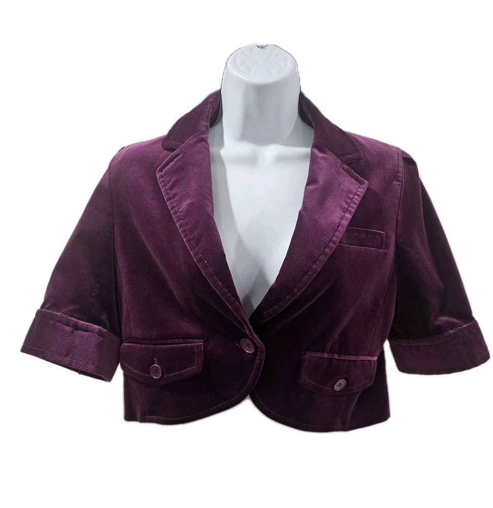 Theory Womens Blazer Jacket Cropped Bolero Purple Y2K Whimsigoth Dark Romance