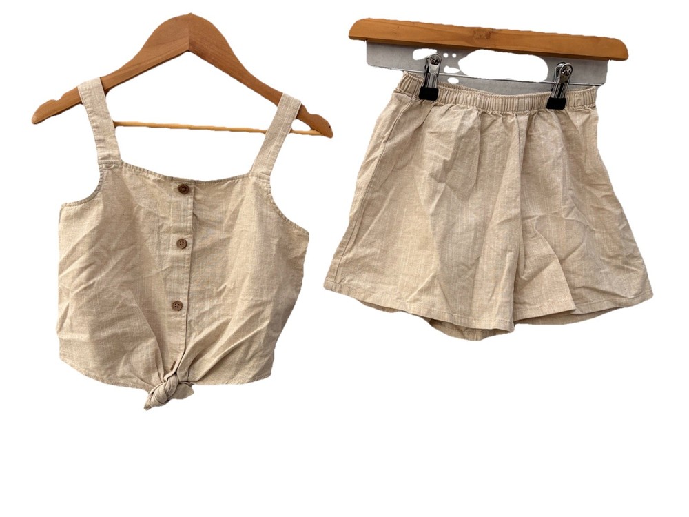 Girls H&M Beige Outfit Size 7-8 Years Top & Shorts Cotton Kids