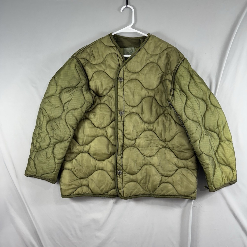 VTG 80s Royal Maid Military Quilted Jacket Green SZ M Rare Button Up