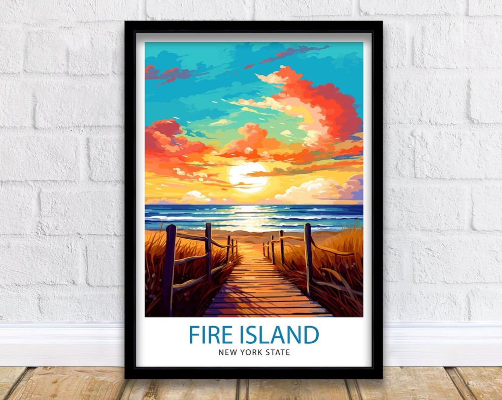 Fire Island New York State Travel Print Fire Island Wall Decor Fire Island