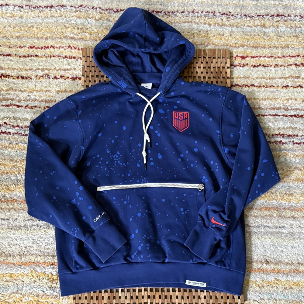 Nike Standard Issue Team USA Anorak Sweatshirt Hoodie Hoody Blue Men's Large L