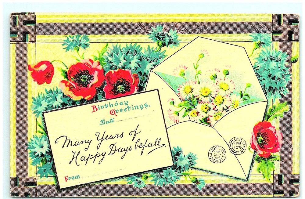 S04-5316, Birthday Greetings, *C1910 * Postcard With Swastika Sign