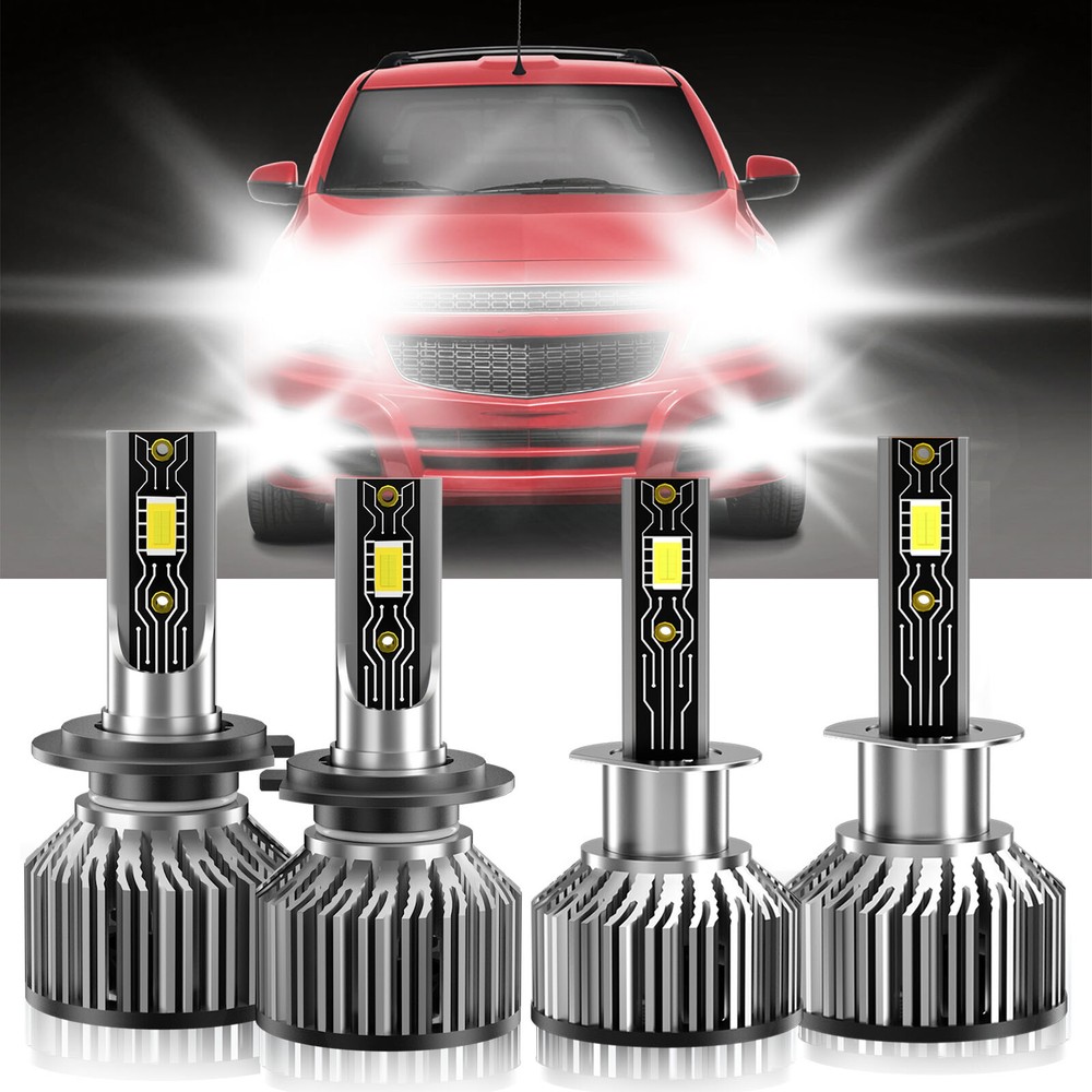 For Chevrolet Tornado 2014-2019 4X H1 H7 LED Headlight Bulbs Super Bright 6500K