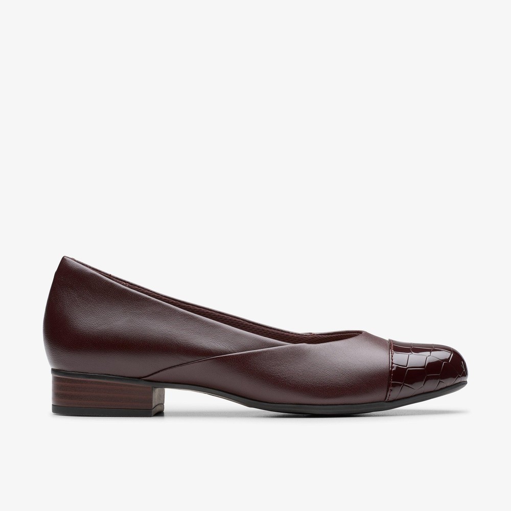 Clarks Womens Juliet Rise Merlot Leather Slip Ons Leather Smart