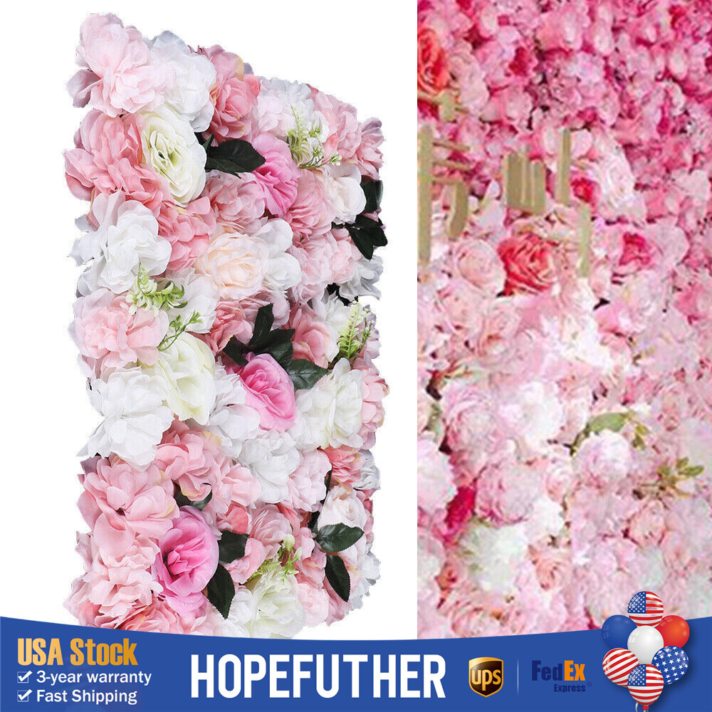 12 Pcs Artificial Flower Wall Panel Rose Dahlia Leaves Wedding Backdrop Stage