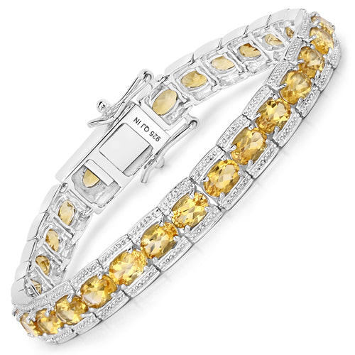 12.47ct Natural Citrine Sterling Silver Bracelet  