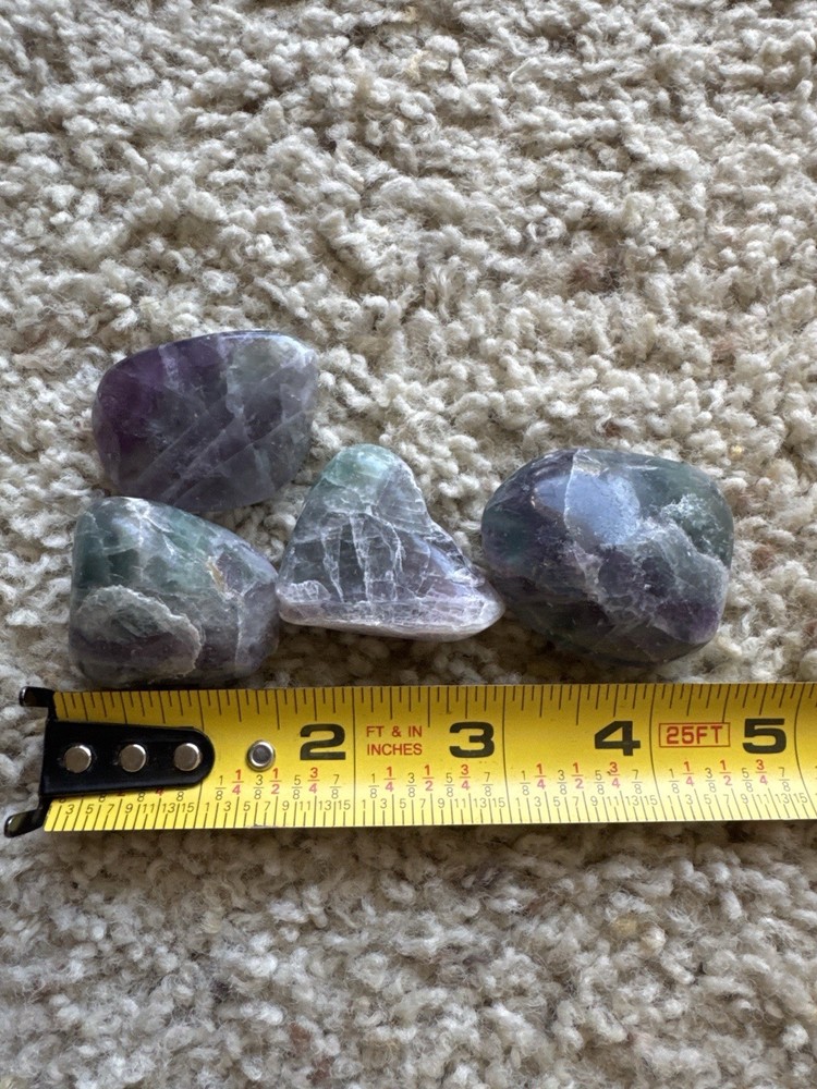 Set of 4 Polished Rainbow Fluorite Healing Crystals