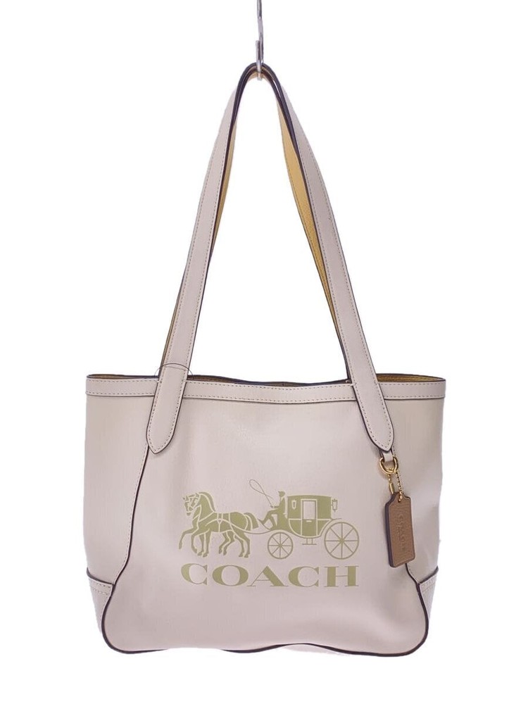 Coach White Leather Tote with Horse & Carriage Design C4062 Pre-Owned