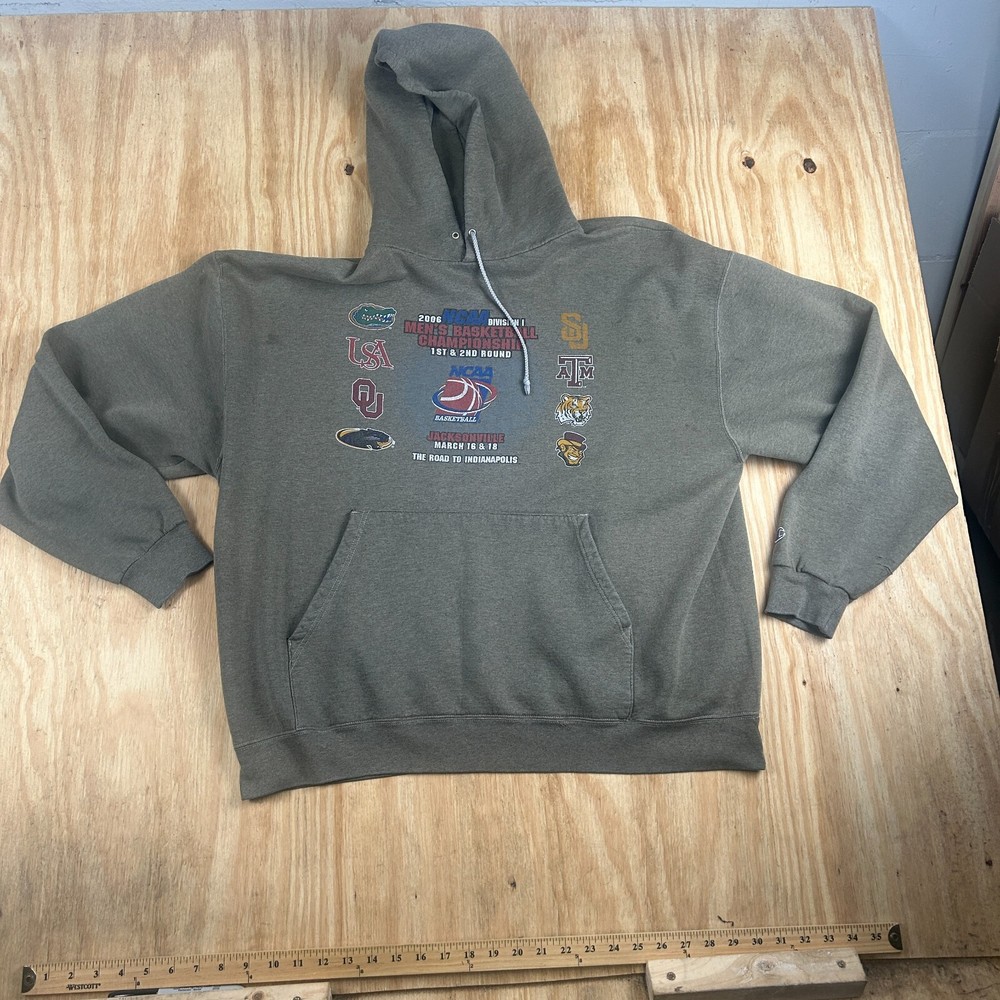 Vintage College Basketball Championship NCAA Hoodie Mens Sweatshirt Sz XXL Gray
