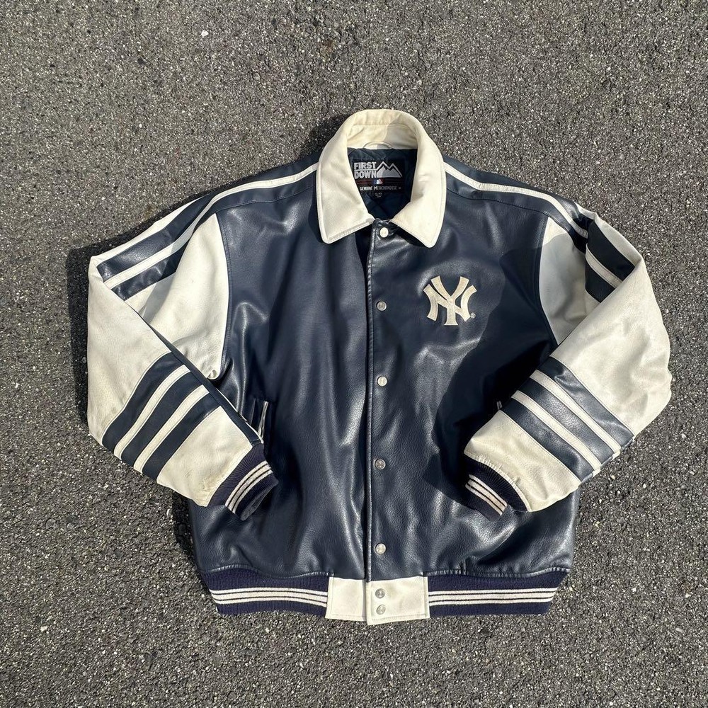 Yankees First Down XL Leather Jacket - Super Rare, Warm & Stylish