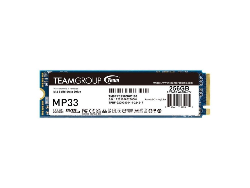 Team Group MP33 M.2 2280 256GB PCIe 3.0 x4 with NVMe 1.3 3D NAND Internal Solid