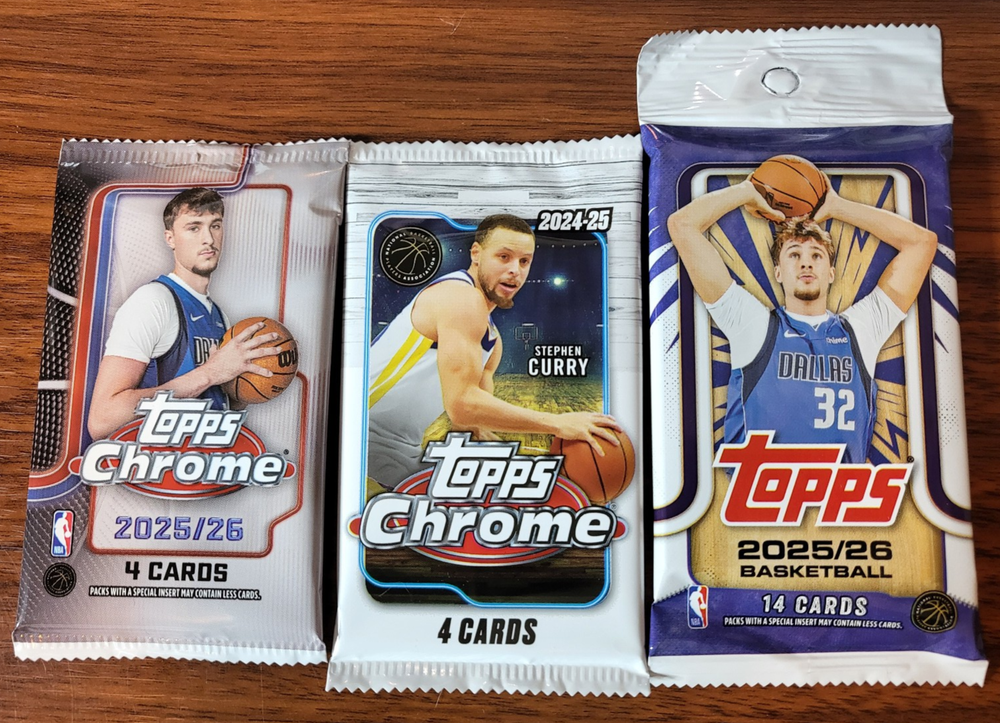 2024-25, 2025-26 Topps Chrome NBA 2 Pack lot + (1) 2025-26 Topps NBA Hanger Pack
