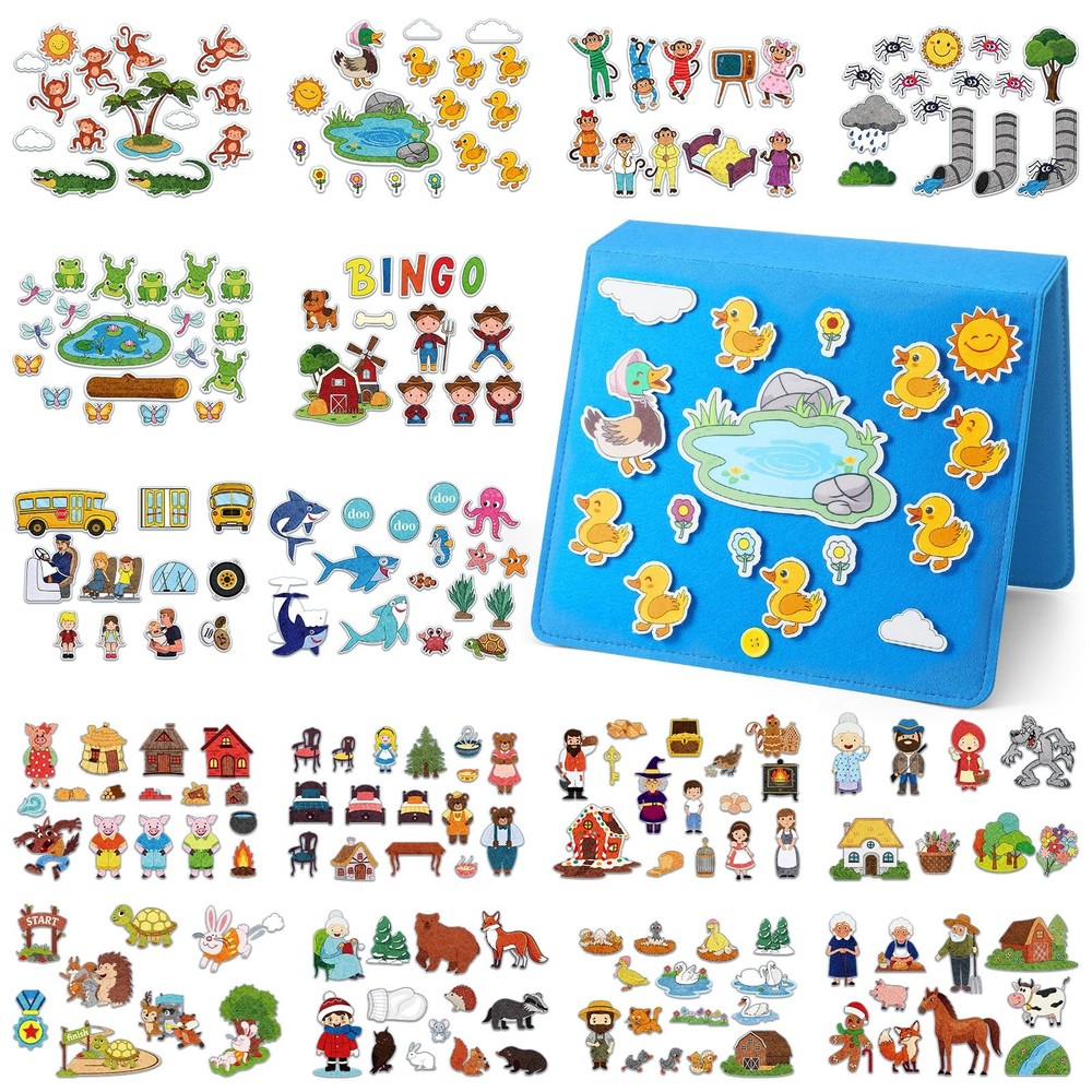 16 Pack Felt Board Story Sets Flannel Felt Story Board Pieces with a Multi Fu...