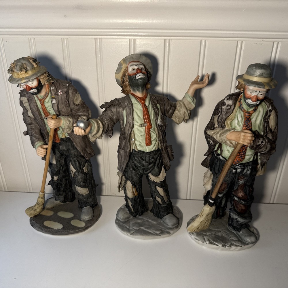 Emmett Kelly Jr. Porcelain Figurine Collection Flambro, Lot of 3