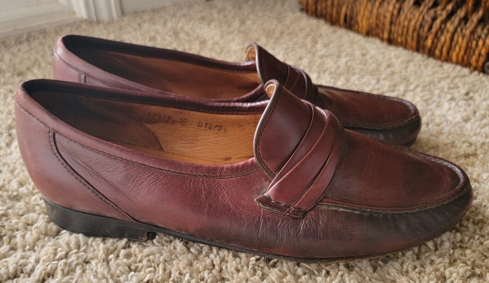 Allen Edmonds Men's Burgundy Brown Leather Dress Penny Loafers Shoe Sz.10