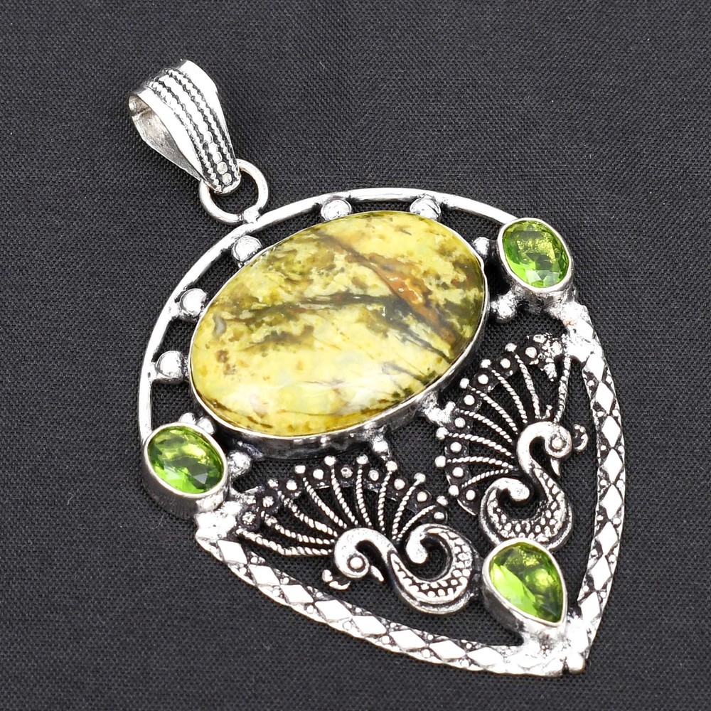 Australian Green Opal Peridot Ethnic Handmade Peacock Pendant Jewelry  AP-16110