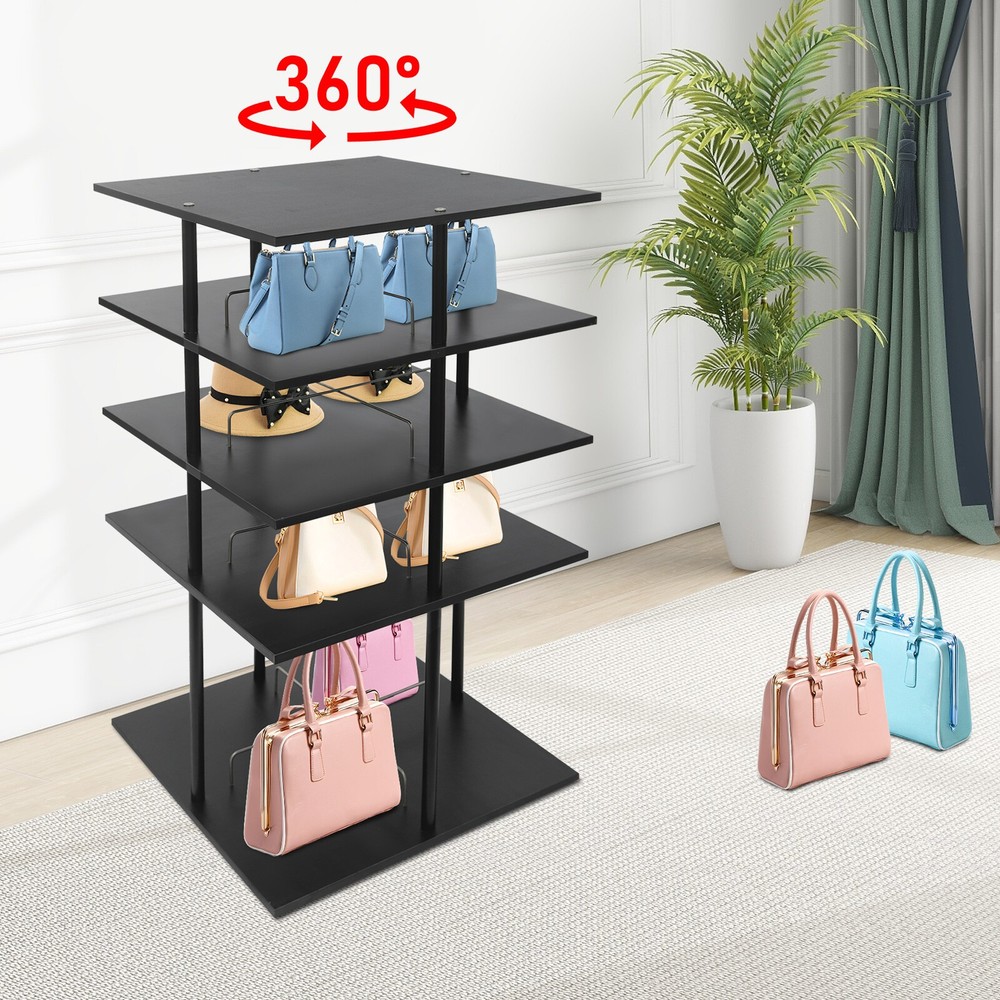 4-Tier Shoe Storage Rack Rotating Shoes Shelf Organizer Shoe Display Rack Black