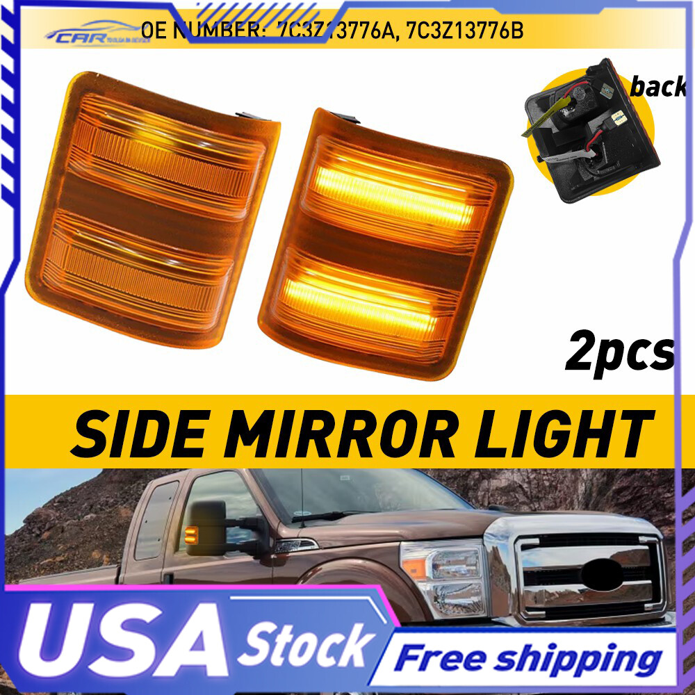 Amber Lens LED Side Mirror Signal Turn Light For 08 09 10 11 12 13 14 15-16 Ford