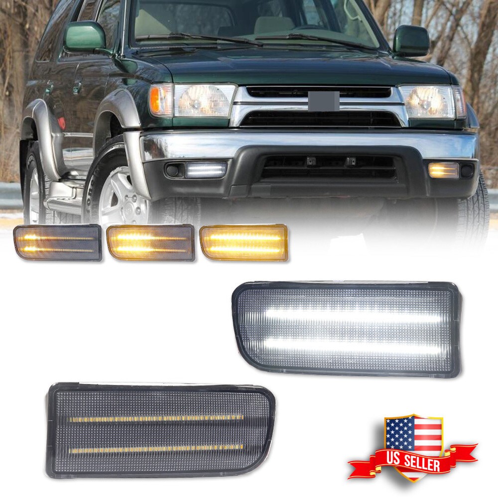 Clear Switchback LED Front Bumper Signal Parking Lights For 99-02 Toyota 4Runner