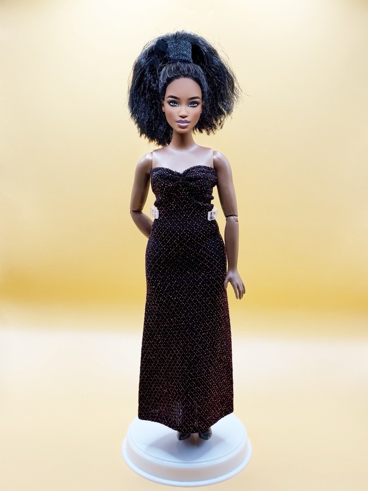 Hand-sewn Shiny Sleeveless Maxi Gown For Barbie Doll ( Curvy Doll )