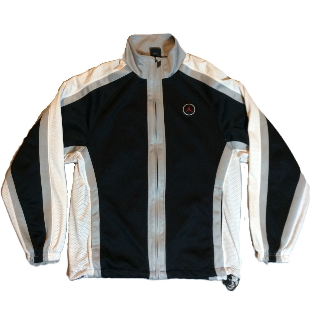 Nike Air Jordan Track Jacket Mens Sz S Black Gray White Mesh Warm-Up Windbreaker