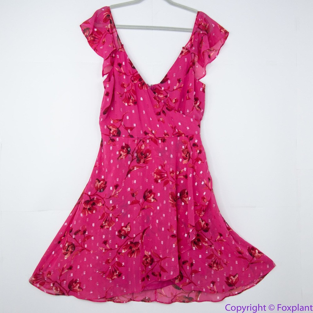 NEW White House Black Market Barbie pink Floral Cold-Shoulder Dress, 6