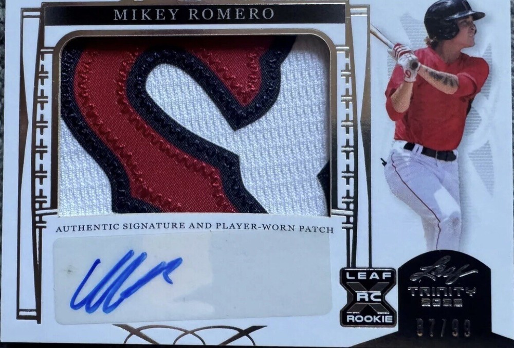 Mikey Romero Rookie Auto PATCH 87/99 Boston Red Sox 3 Color Script S