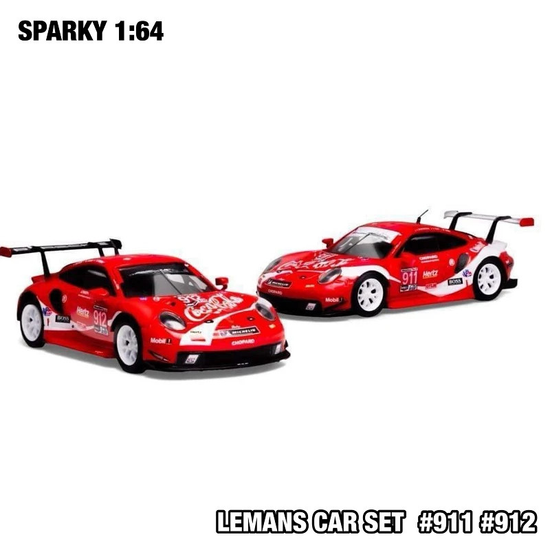 1:64 Spark Tiny Porsche 911 RSR 2019 Petit Le Mans #911 & #912 Model Car Set