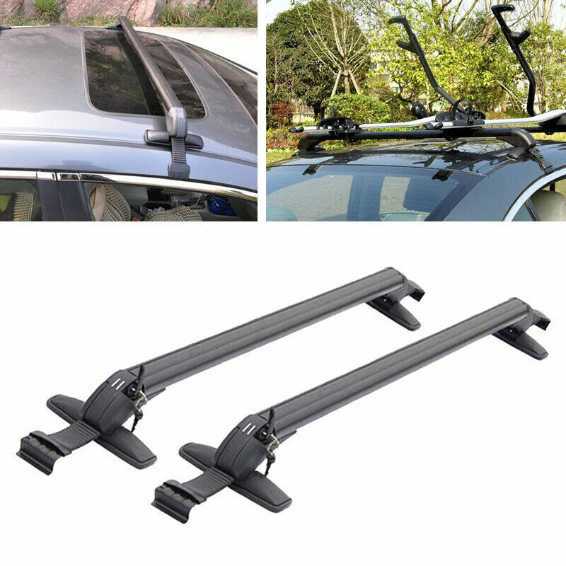 ✅Car SUV Aluminum Roof Rail Luggage Rack Baggage Carrier Cross w/ Antitheft Loc*